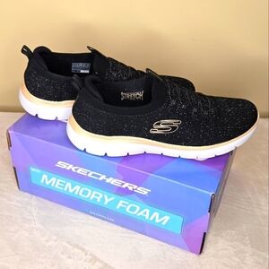 SKECHERS Women's Summits Pixi Dust Black/Rose Gold Sneakers Size 9